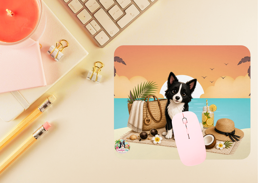 Nikita Sunset Beach Muismat | Zomer Mousepad | Hond Bureau Accessoire | Creatieve Aap