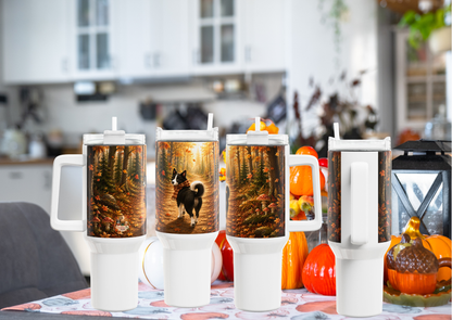 Nikita Warme Wandeling Herfst Tumbler 1,18 Liter – Dubbelwandige RVS Thermobeker met Rietje | Creatieve Aap
