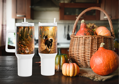 Nikita Warme Wandeling Herfst Tumbler 1,18 Liter – Dubbelwandige RVS Thermobeker met Rietje | Creatieve Aap