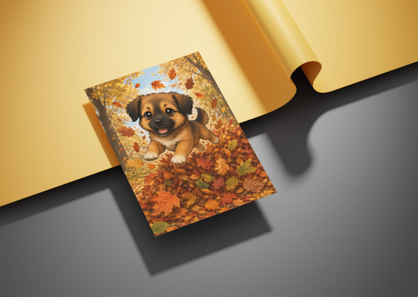 Novi Bladerenpret Herfst Wenskaart A6 | Met of Zonder Envelop | Creatieve Aap Herfstcollectie 2026