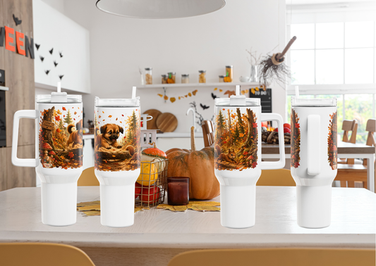 Novi Leaf Chaser Herfst Tumbler 1,18 Liter | Dubbelwandige RVS Thermobeker met Rietje | Creatieve Aap
