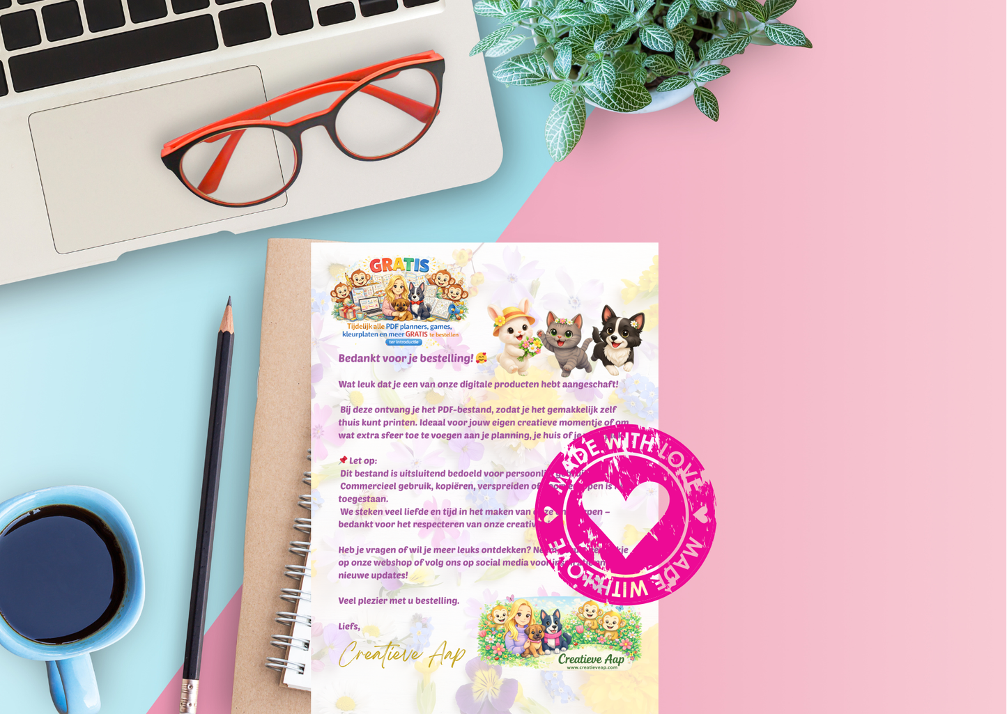 Maart 2026 Planner Set PDF – Dagplanner, Maandplanner & Slaaptracker – Lente Editie | Creatieve Aap (Digitale Download)