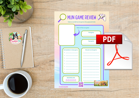 Mijn Game Review PDF Download | Gaming Review Planner Printable | Creatieve Aap