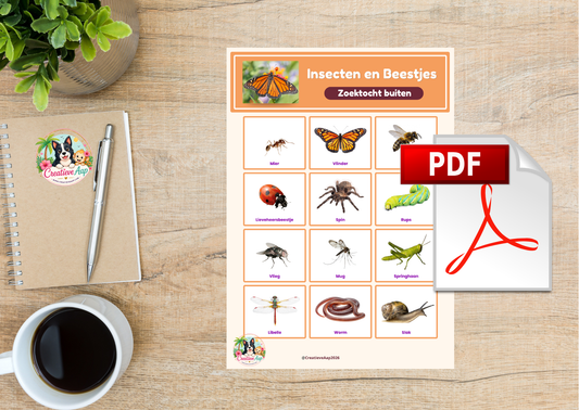 Insecten en Beestjes Zoektocht PDF | Educatieve Buiten Activiteit Kinderen | Zomer Printable | Creatieve Aap