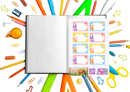 Kawaii Dieren Label Stickers – Beschrijfbare Planner Etiketten – Vinyl Matte Stickers – A6 & A5