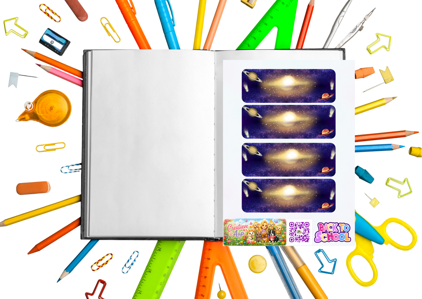 Ruimte Label Stickers – Beschrijfbare Planner Etiketten – Vinyl Matte Stickers – A6 & A5
