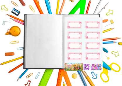 Roze Strikjes Label Stickers – Beschrijfbare Planner Etiketten – Vinyl Matte Stickers – A6 & A5