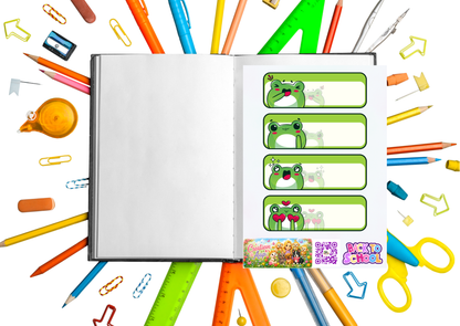 Vrolijke Kikker Label Stickers – Beschrijfbare Planner Etiketten – Vinyl Matte Stickers – A6 & A5