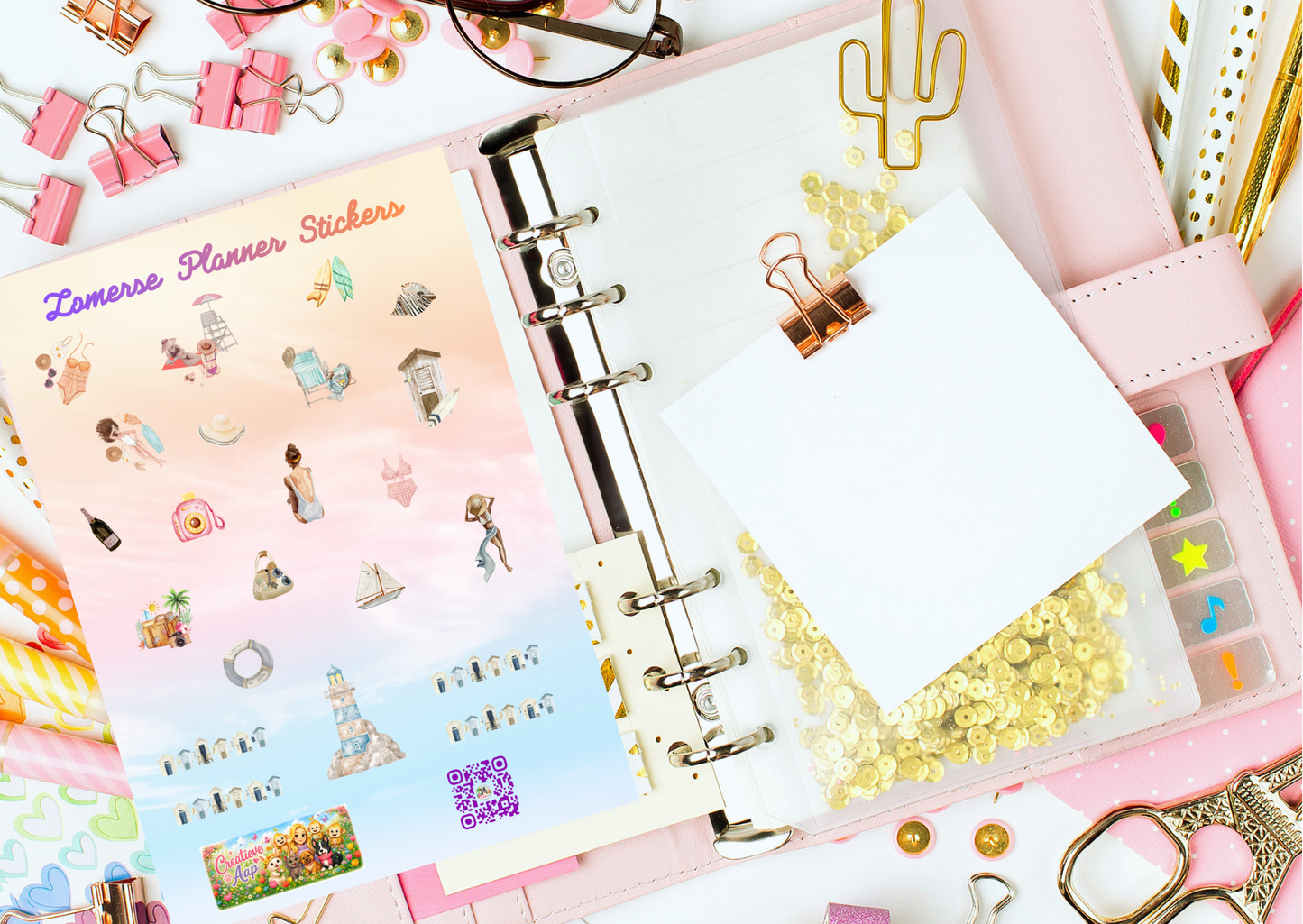 Strandvibes Planner Stickers | Zomer Planner Stickers | Strand Stickers | A6 & A5 Vinyl Sticker Sheet