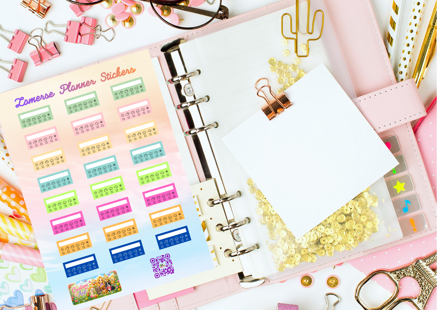 Zomerse Weer Tracker Planner Stickers | Weerplanner Stickers | A6 & A5 | Vinyl Planner Stickers