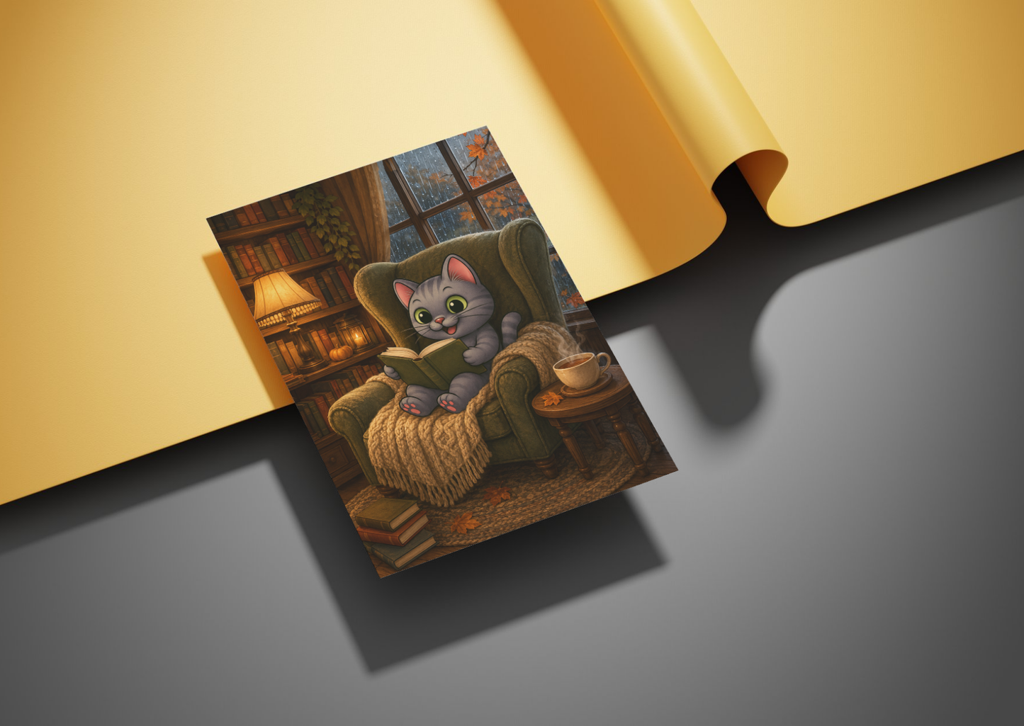 Shelby Reading Corner Herfst Wenskaart A6 | Met of Zonder Envelop | Creatieve Aap Herfstcollectie 2026