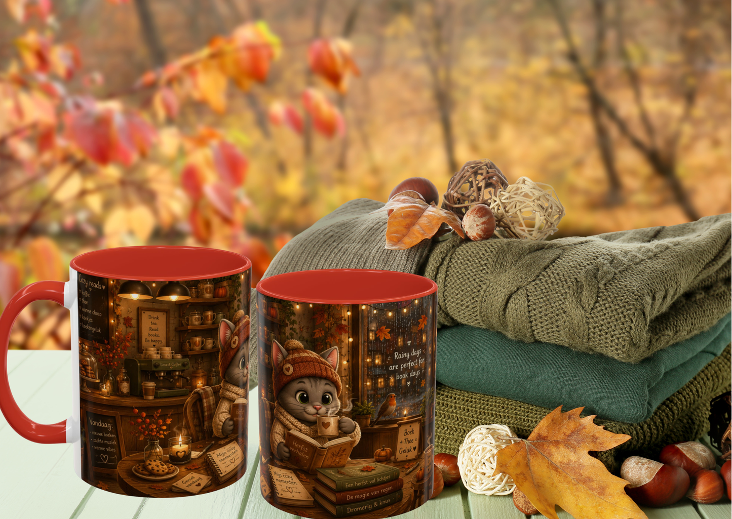 Shelby Cozy Lees Café Mok 330 ml | Keramische Koffie- en Theemok | Creatieve Aap Herfst Collectie 2026