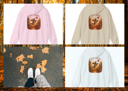 Novi Leaf Chaser Puppy Hoodie – Unisex Herfst Hoodie | Speelse Puppy Design | Gildan 18500