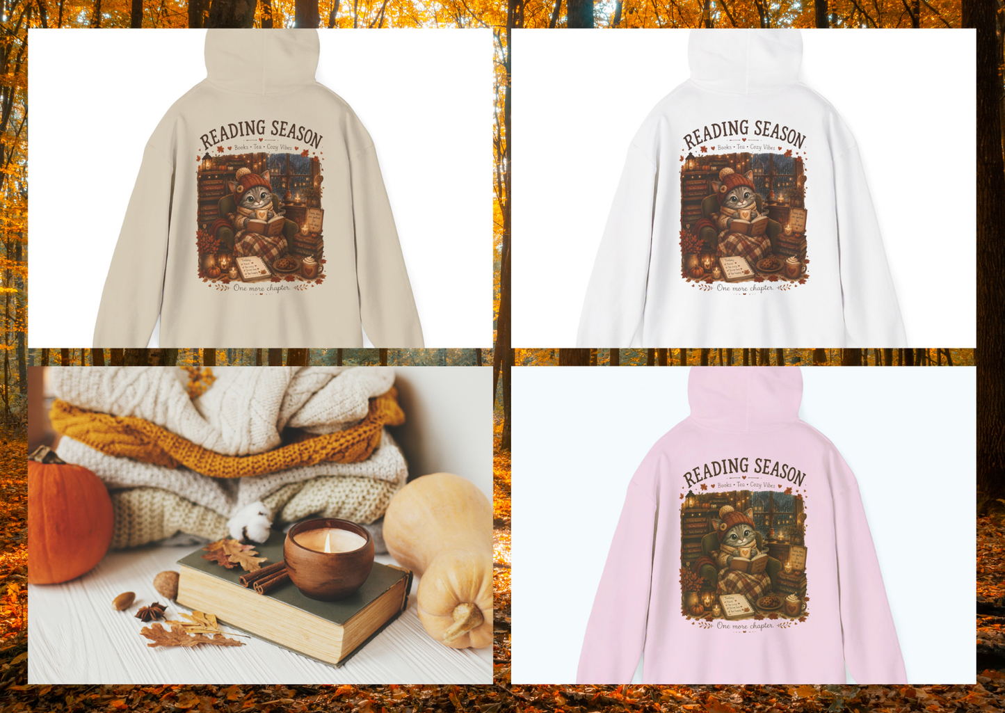 Shelby Reading Season Hoodie – Unisex Cozy Herfst Hoodie | Katten Hoodie | Gildan 18500