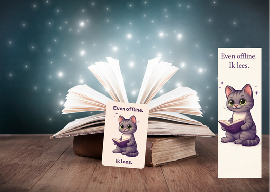 Vinyl Sticker Shelby – Even offline. Ik lees. | Creatieve Aap