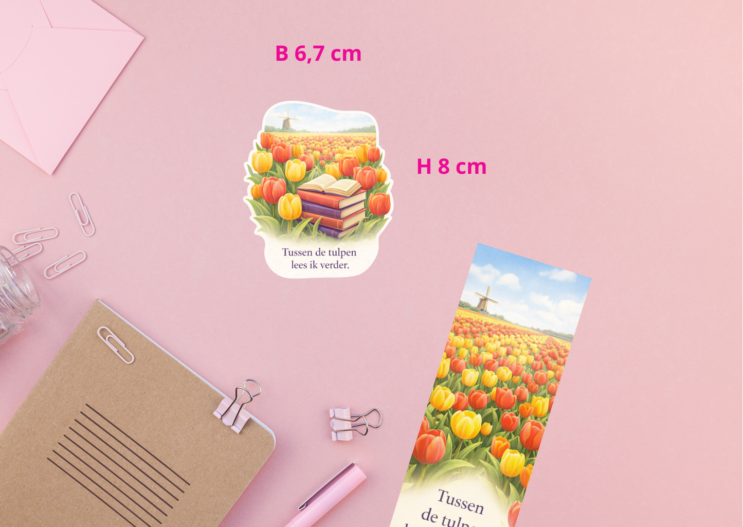 Matte Vinyl Sticker Tulpen – Tussen de tulpen lees ik verder