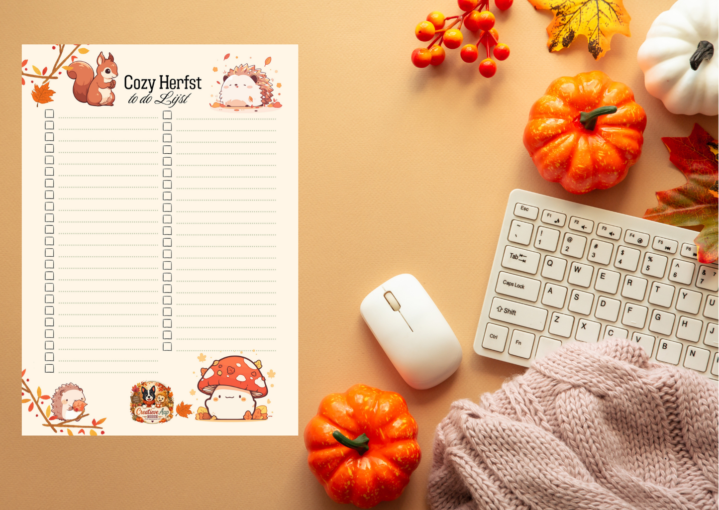 Cozy Herfst To-Do Lijst PDF | A4 Printable Checklist | Herfst Planner | Direct Download | Creatieve Aap