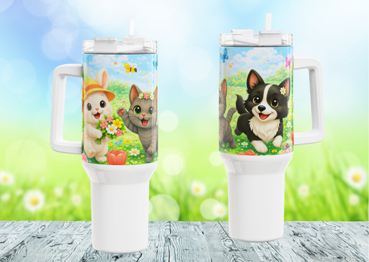Lente Tumbler 1200 ML – Nikita, Shelby & Maggie – RVS Thermobeker met Handvat en Deksel