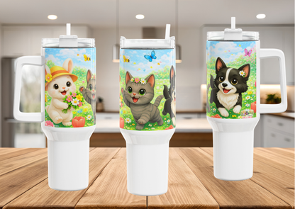 Lente Tumbler 1200 ML – Nikita, Shelby & Maggie – RVS Thermobeker met Handvat en Deksel