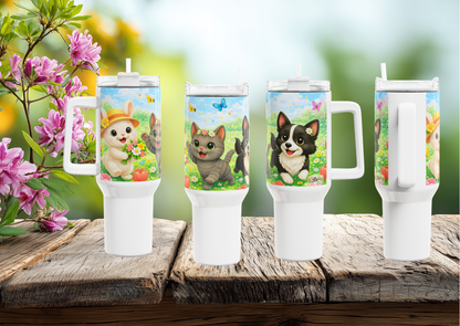Lente Tumbler 1200 ML – Nikita, Shelby & Maggie – RVS Thermobeker met Handvat en Deksel