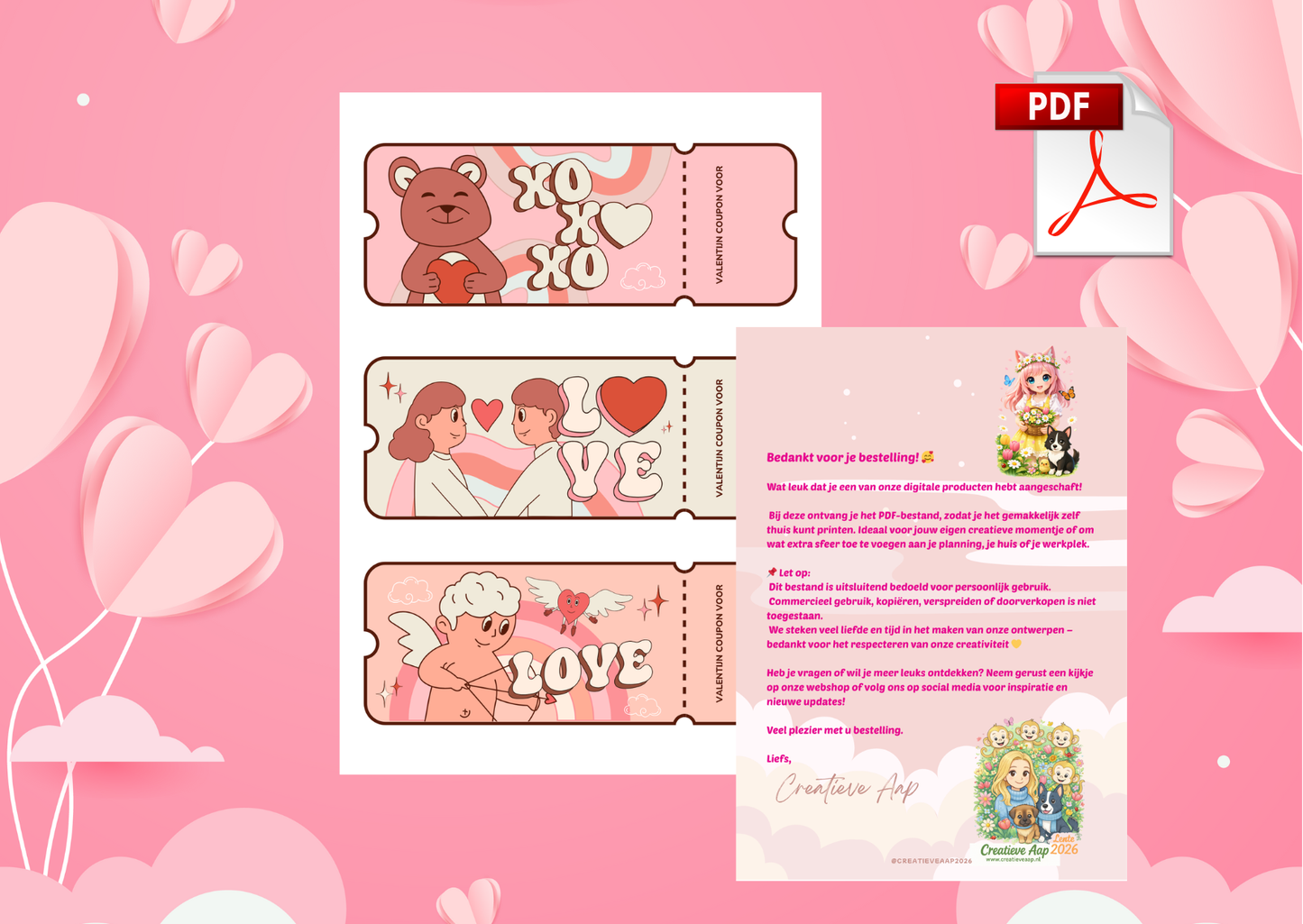 Valentijn Coupons PDF 2026 – Liefdevolle Couponbonnen | Printbare Valentijn Cadeaubonnen