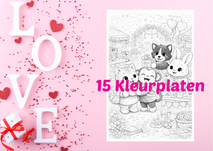 🥰 Kleurboek “Valentijnsdag” – 15 Kleurplaten (PDF)