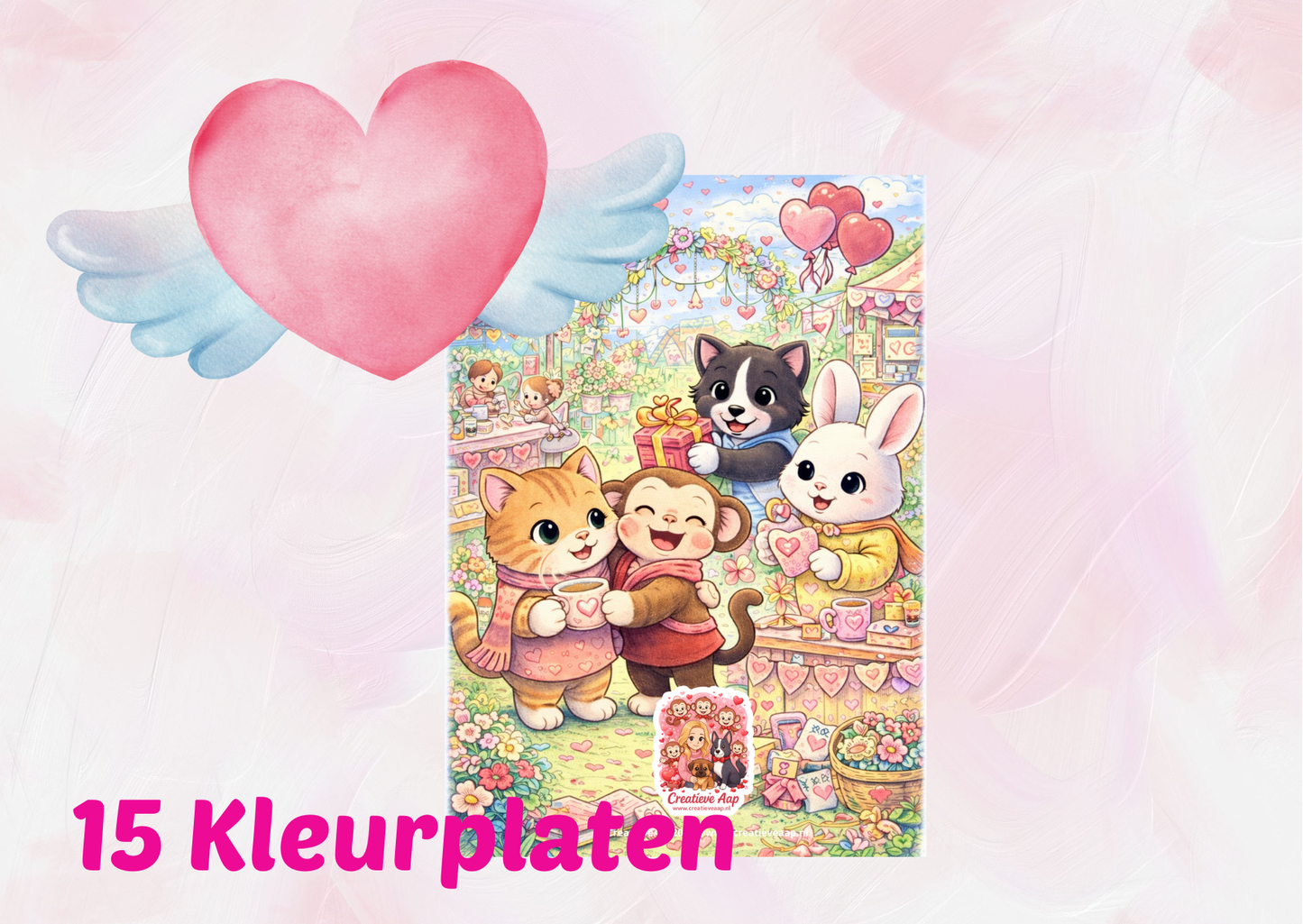 🥰 Kleurboek “Valentijnsdag” – 15 Kleurplaten (PDF)