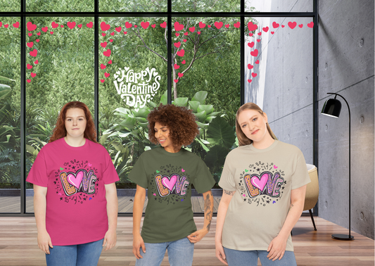 Valentijn Shirt LOVE Flower – Unisex Adult T-Shirt | Gildan 5000 | Valentijn 2026