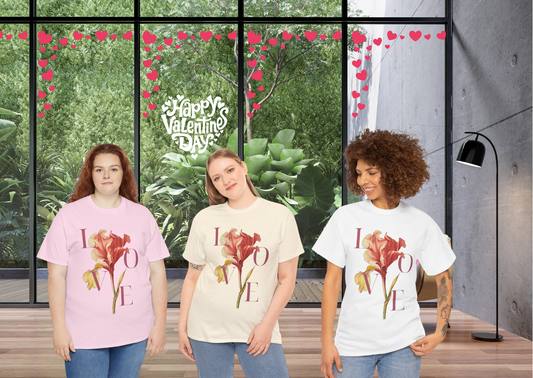 Valentijn Shirt LOVE Flower – Unisex T-Shirt Adult | Gildan 5000 | Valentijn 2026
