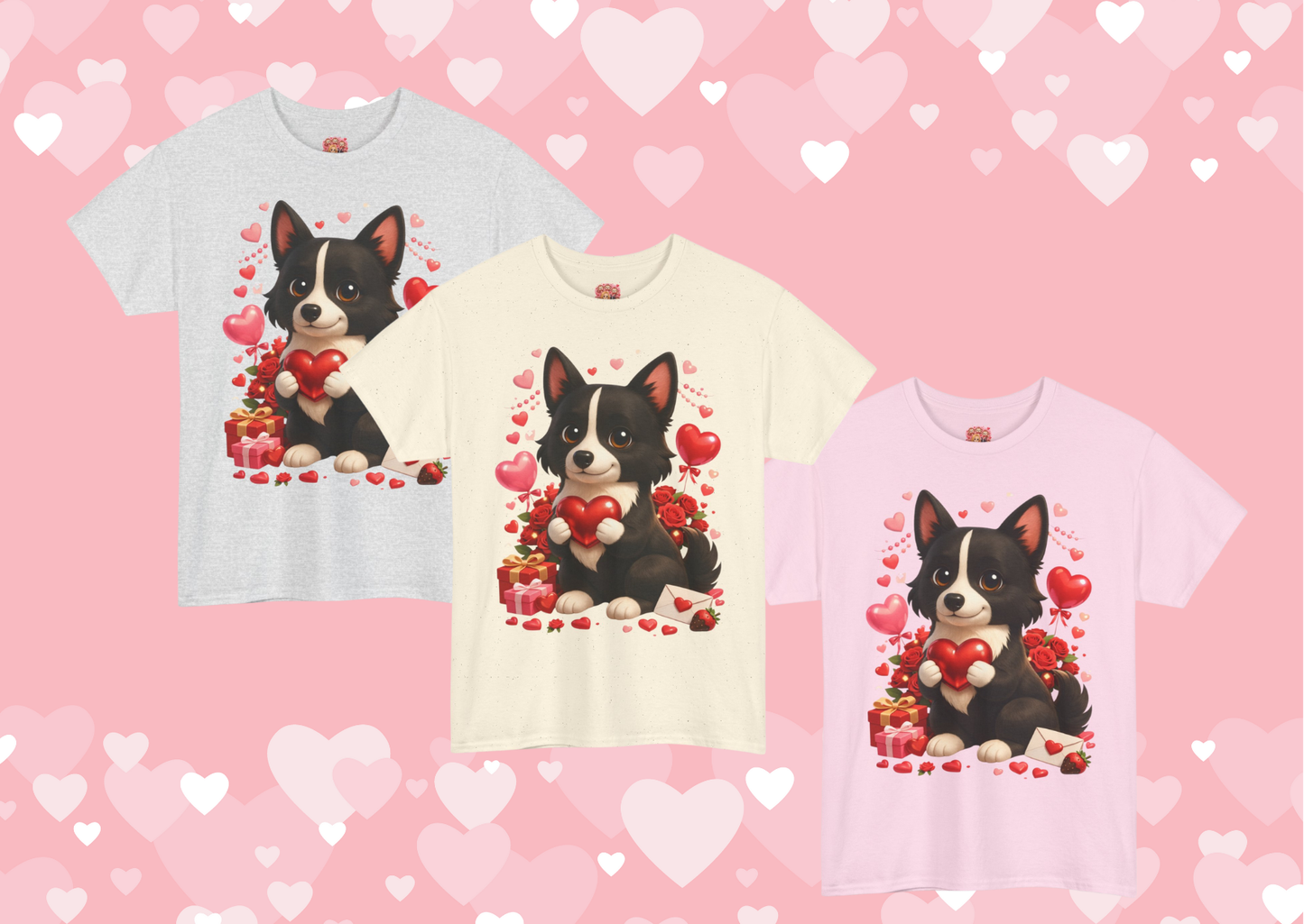 Valentijn Shirt Nikita – Liefdevolle Hond met Hartjes | Unisex T-shirt