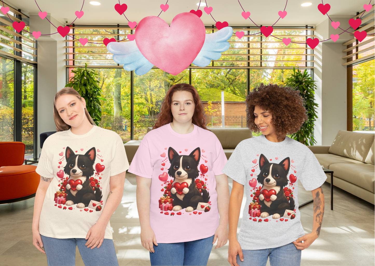 Valentijn Shirt Nikita – Liefdevolle Hond met Hartjes | Unisex T-shirt