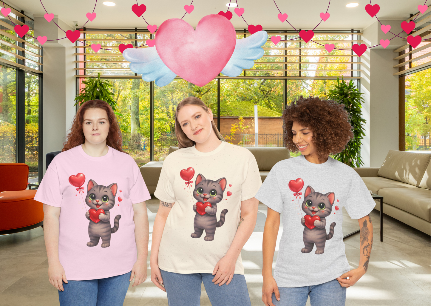 Valentijn T-shirt Shelby 2026 – Unisex Adult | Light Pink, Natural & White