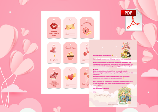 Valentijn Cadeaukaartjes PDF 2026 – Printbare Cadeaulabels & Tags | Valentijn Geschenkkaartjes