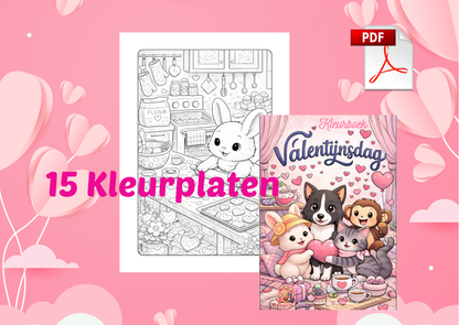 🥰 Kleurboek “Valentijnsdag” – 15 Kleurplaten (PDF)