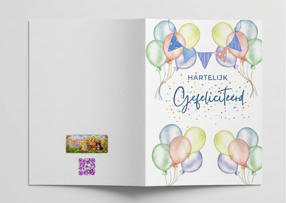 Verjaardagskaart Ballonnenfeest A6 – Hartelijk Gefeliciteerd Wenskaart | Verkrijgbaar met of zonder envelop