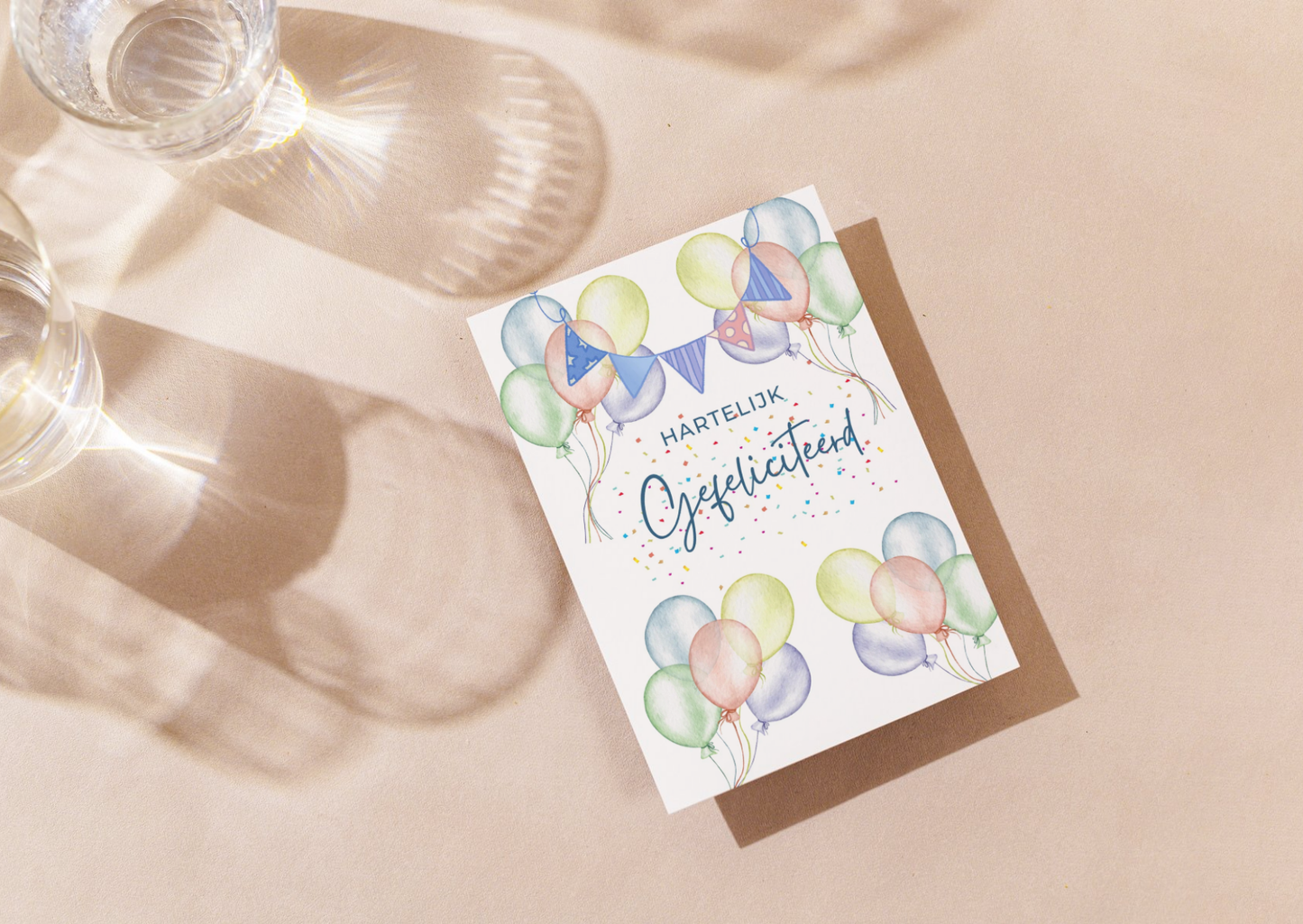 Verjaardagskaart Ballonnenfeest A6 – Hartelijk Gefeliciteerd Wenskaart | Verkrijgbaar met of zonder envelop