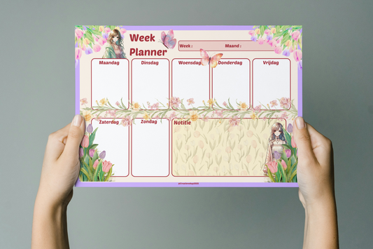 Lente Anime Weekplanner PDF – Kawaii Week Planner met Bloemen & Vlinders