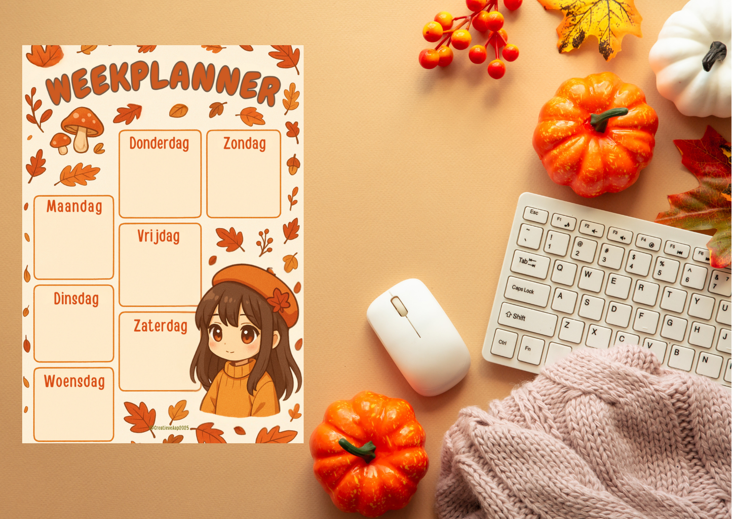 Herfst Weekplanner PDF | A4 Weekplanner | Direct Download | Printable Planner | Creatieve Aap