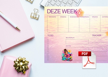 Zomer Weekplanner PDF Printable A4 – Weekplanner met To-Do, Tracker & Notities | Planner Download
