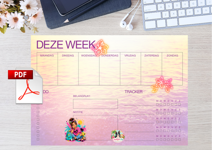 Zomer Weekplanner PDF Printable A4 – Weekplanner met To-Do, Tracker & Notities | Planner Download