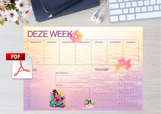 Zomer Weekplanner PDF Printable A4 – Weekplanner met To-Do, Tracker & Notities | Planner Download