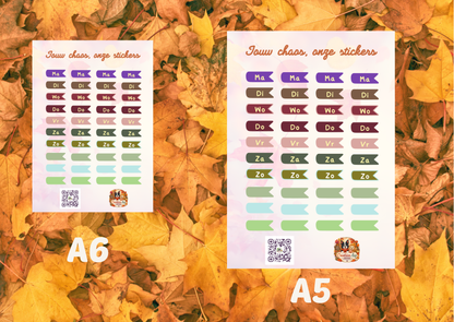 Week Planner Vinyl Stickers | A6 & A5 | Handmade | Planner Stickers | Creatieve Aap