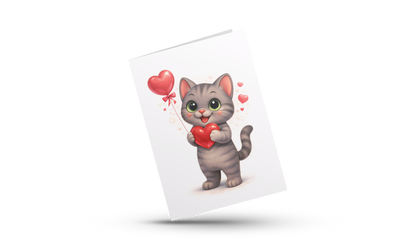 💌 Valentijn Wenskaart Shelby – Kawaii Kat | A6 Gevouwen