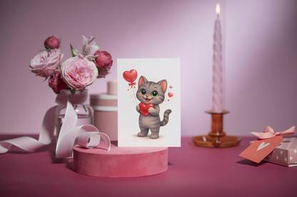 💌 Valentijn Wenskaart Shelby – Kawaii Kat | A6 Gevouwen