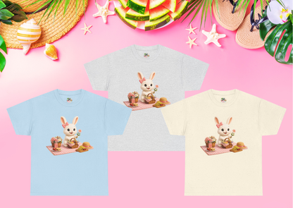 Maggie Zomer T-Shirt Volwassenen – Kawaii Konijn Picknick Shirt | Creatieve Aap