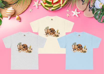 Novi Zomer T-Shirt Volwassenen – Kawaii Puppy Strand Shirt | Creatieve Aap