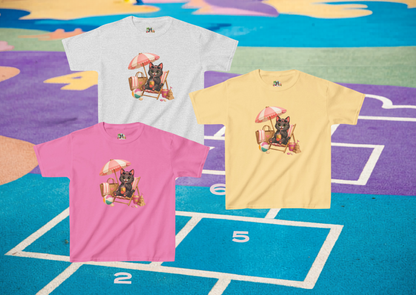 Shelby Kinder Zomer T-Shirt – Schattig Katten Shirt voor Kinderen | Creatieve Aap