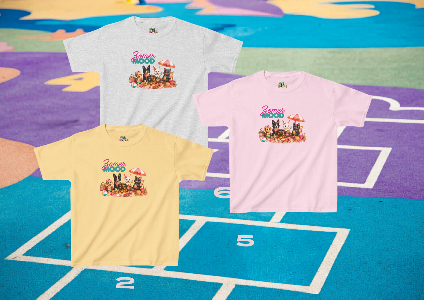 Zomer Mood Kinder T-Shirt – Creatieve Aap Karakters Zomer Shirt voor Kinderen