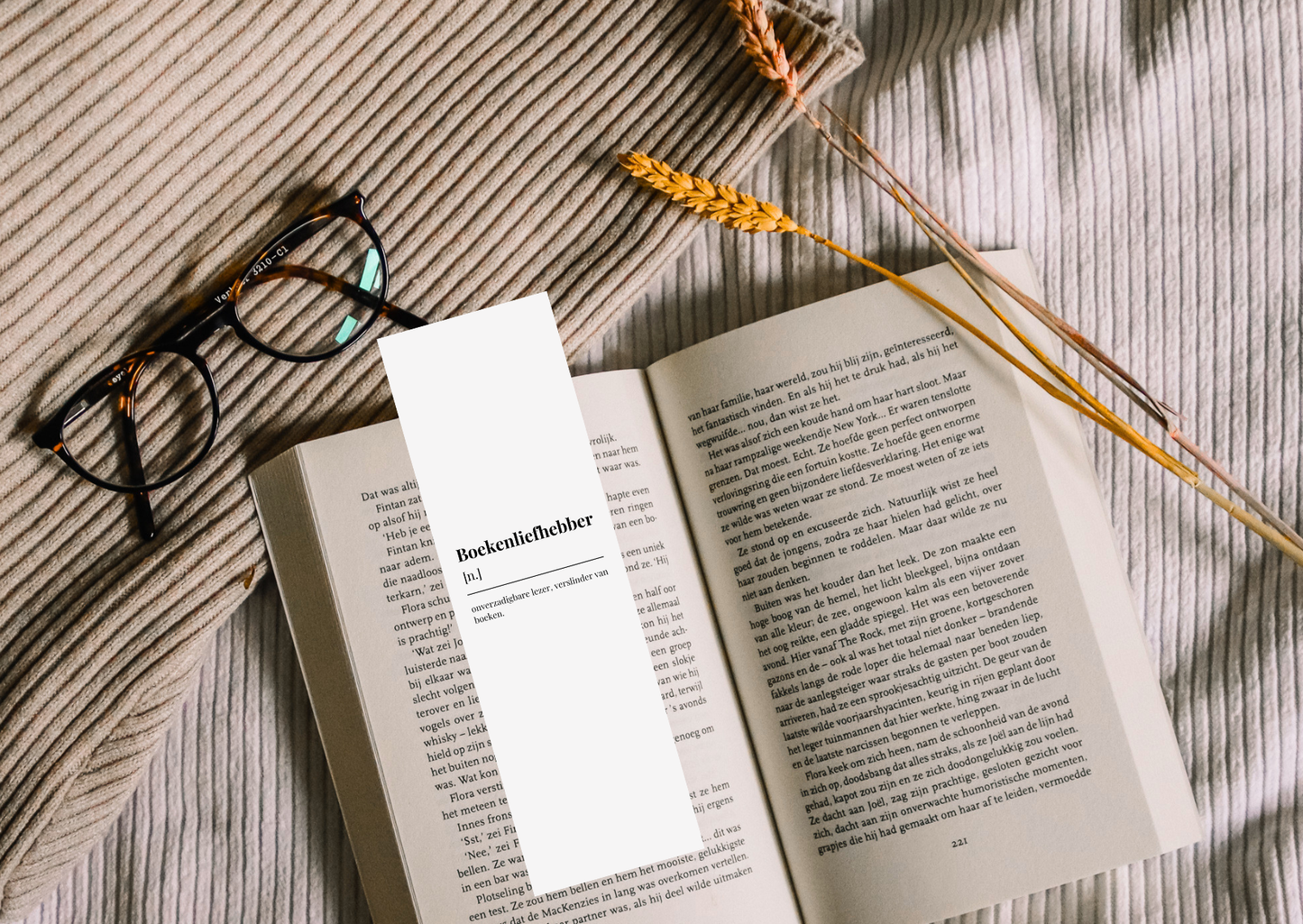 Boekenliefhebber Boekenlegger – Handgemaakt – 5,5 x 15 cm