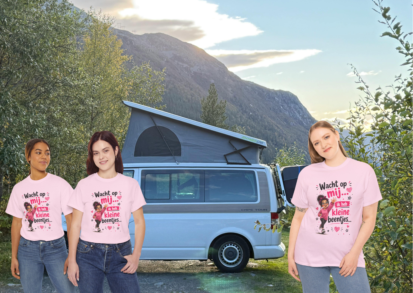 Wacht op mij... Ik heb kleine beentjes – Grappig Uniseks Humor T-shirt
